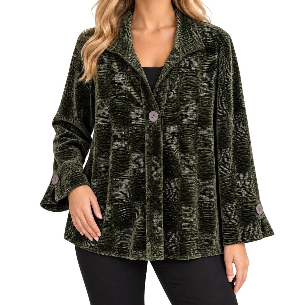 NEW NWT Habitat Sz Small Green Velvet Jacket Shirt Top Wearable Art Christmas